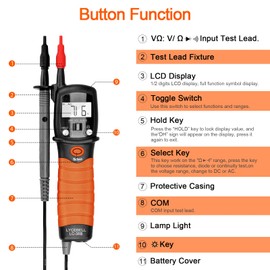 Pen Type Digital Multimeter - LYCEBELL LC-38B High Voltage Tester for AC/DC Voltmeter Resistance Diode, Continuity Testers, Volt Meter with Multimeter Test Leads, Backlight and Buzzer Alarm