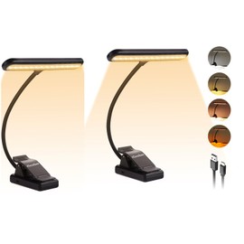 iGoober 2 Pack 28 LED Music Stand Lights, Eye Caring Clip-on Piano Light, Blue Light Blocking, USB-C Rechargeable, 4 Color x 3 Brightness, Ideal for Musician, Piano, Sheet Music, Orchestra, Guitar