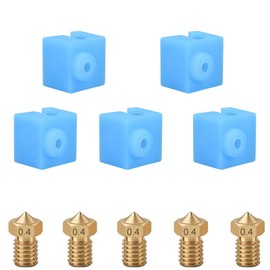 LANKEGU 5 boquillas y calcetines de silicona para Anycubic Mega, Kobra, piezas de impresora 3D, 5 boquillas de latón de 0,4 mm y calcetines de silicona para Mega, Mega S, Mega X, Chrion, Kobra