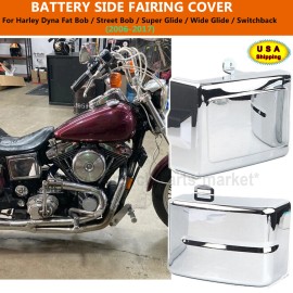 Unbranded Chrome Battery Side Fairing Cover Fit For Harley Dyna 06-17 Wide Glide FXDWG FLD