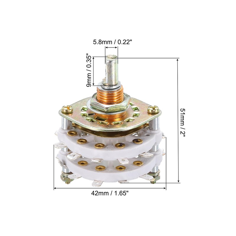 sourcing map 2P10T Rotary Switch 2 Pole 10 Position Band