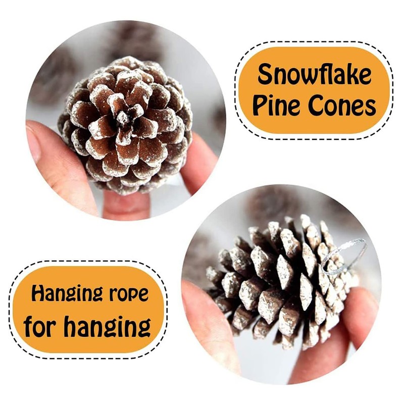 Pine Cone Christmas Tree Decorations, POTWPOT 20Pcs Snow Pine Cones