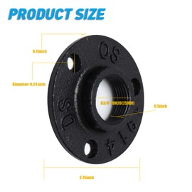 Home TZH 3/4" Antirust Black Painted Floor Flange, Malleable iron Pipe Fittings for Industrial vintage style, Flanges with Threaded Hole for DIY Project/Furniture/Shelving Decoration (20, 3/4")