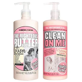Soap & Glory Soap and Glory The Righteous Body Butter Lotion Bundled with Clean on Me Creamy Clarifying Shower Gel 500 millilitre Hand Pumps