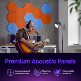 Ekkogo Ekkogo Acoustic Panels 12-Pack Soundproof Wall Panels 14"X12.1"X0.4" Sound Panels High Density Sound Dampening Panels - [Poppy Orange Hexagon]