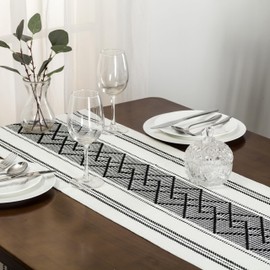 Home Beyond & HB design - Woven Table Runner with Tassels - Modern Farmhouse Style for Kitchen Dining Table Decor - 14 x 104-Inch, Black