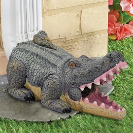 Noegrus Real Crocodile Gutter Downspout Extender Statue, Garden Ornament, Fish Decorative Gutter Extension Downspout, Perfect Rain Diverter for 3"x4" Downspouts, Eco-Friendly Resin, Outdoor Decor Gift