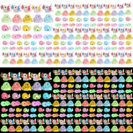 Huwena 200 Pcs Luminous Mini Resin Animals Glow in The Dark Miniature Figurines Garden Animals Miniature Luminous for Garden DIY Craft Accessories Dollhouse Decorations(Sea Animal)