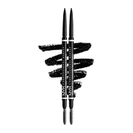 NYX Professional Makeup Micro Brow Pencil Double Pack Double Sided with Retractable Eyebrow Pencil and Brush, Vegan Formula, Shade: Black.