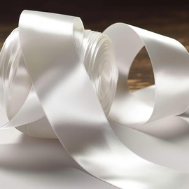Filan Double Faced Satin Ribbon 1.5 Inch x 25 Yards Double Sided Solid Polyester Ribbon for Gift Wrapping Party Hair Braids Bow Shower Decoration Floral Arrangement Craft Supplies, White