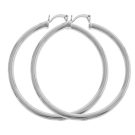 Women's Trendy Extra Large 80mm Extra Extra Large 100mm Rhodium Plated Round BIG Hoop Silver Tone Earrings Click Top (50mm & 70mm (1 Pair Each))