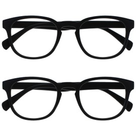 OPULIZE POP Reading Glasses for Women Men,Scratch Resistant Round Matt Frame with Spring Hinges, Black +1.50 (Pack of 2)