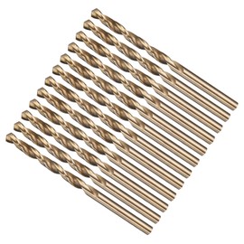 METALLIXITY Drill Bit (5/32") 12Pcs, 4241 High-Speed Steel Straight Shank Gold Finish 118° for Wood Plastic Iron Copper Aluminum Low Soft Metal