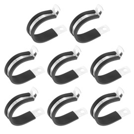 PATIKIL 1-1/4 Inch Cable Clamp, 8 Pack 304 Stainless Steel Rubber Cushioned Insulated Pipe Metal Clamp for Tube Pipe Hose Cable Wire Cord Installation