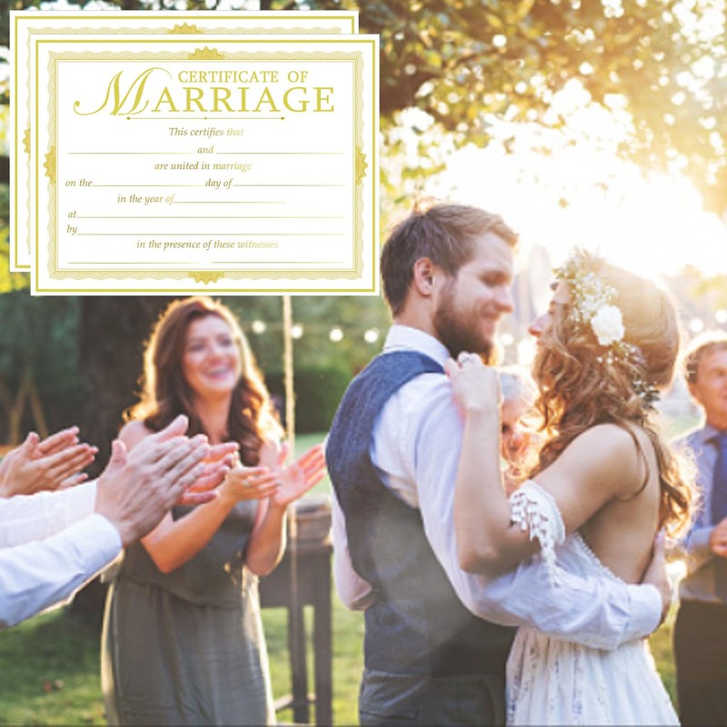 Marriage Certificates with Gold Foil Edges,11 x 8.5 Inch Blank