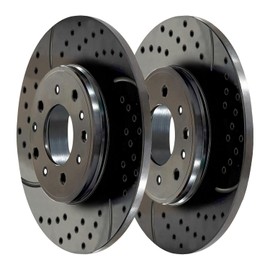 AutoShack Pair of 2 Rear NightGuard Coated Drilled Slotted Black Brake Rotors Driver and Passenger Side Replacement for 2014-2021 2022 2023 Jeep Cherokee 2.0L 2.4L 3.2L V6 4WD AWD FWD PR881769DSBPR