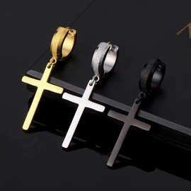 Krstudent 3 Pairs Titanium Steel Hoop Dangle Earrings for Men Women, Huggie Loop Hypoallergenic Cartilage Piercing Pendant Earrings Set