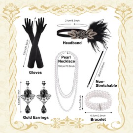 PLULON 6 Pcs 1920s Flapper Great Gatsby Accessories for Women 1920S Women Flapper Accessory Fashion Roaring 20s Costume