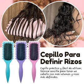 Cepillo Definicion Rizos Cuidado Del Cabello Peine Cabello Rizado Rulos Perfectos Cerdas Anchas Diseño Inovador Peines Rizadores Multifuncional (Morado)