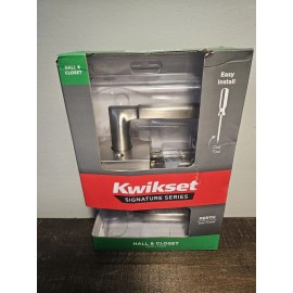 Kwikset Perth Satin Nickel Reversible Square Straight Hall/Closet Door Lever NEW