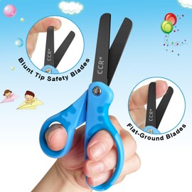CCR Kids Scissors,Safety Scissors for Kids,13.5cm Children's Black Coated Scissors with Cover,Soft Grip Handed Kids Scissors，Suitable for Home,School,Children's Art and Craft Supplies