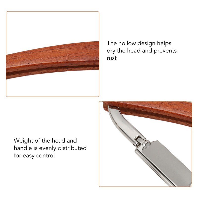 Folding Manual Straight Clipper Wooden Handle Barber Foldable Manual Beard