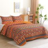 Heymybed Boho Quilt Set Queen Size, Bohemian Striped Bedspread Coverlet,