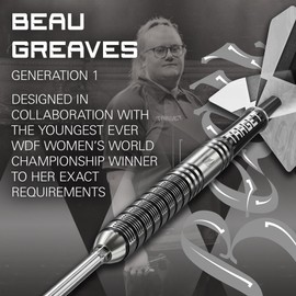 Target Darts Beau Greaves Steel Tip Dart Set, 23G | 90% Tungsten Darts, Pro Grip Dart Shafts & Pro UItra No.2 Flights, Swiss Points Silver & SP Tool Included | Player Edition Professional Dart Set
