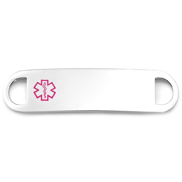 StickyJ Stainless Medical Alert Pink Tag 2 Inches with Free Engraving