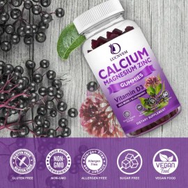 Gomitas de Calcio, Magnesio y Zinc Sin Azúcar LUCNVEM con Vitamina D3