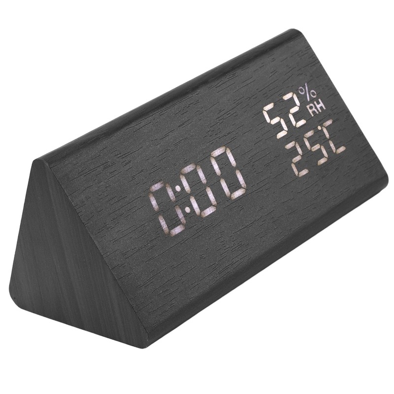 Wooden Digital Alarm Clocks LED Display Temperature Humidity Alarm Clocks