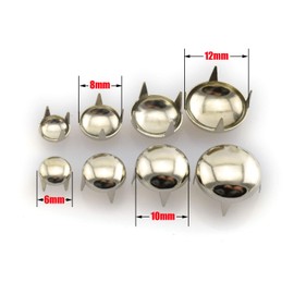 RuiLing - Juego de 120 tachuelas redondas de cabeza de clavo plateadas para manualidades de piel, remache de metal, punk, puntos para punk roca, piel, bolsa de cinturón, zapatos, decoración de joyas,