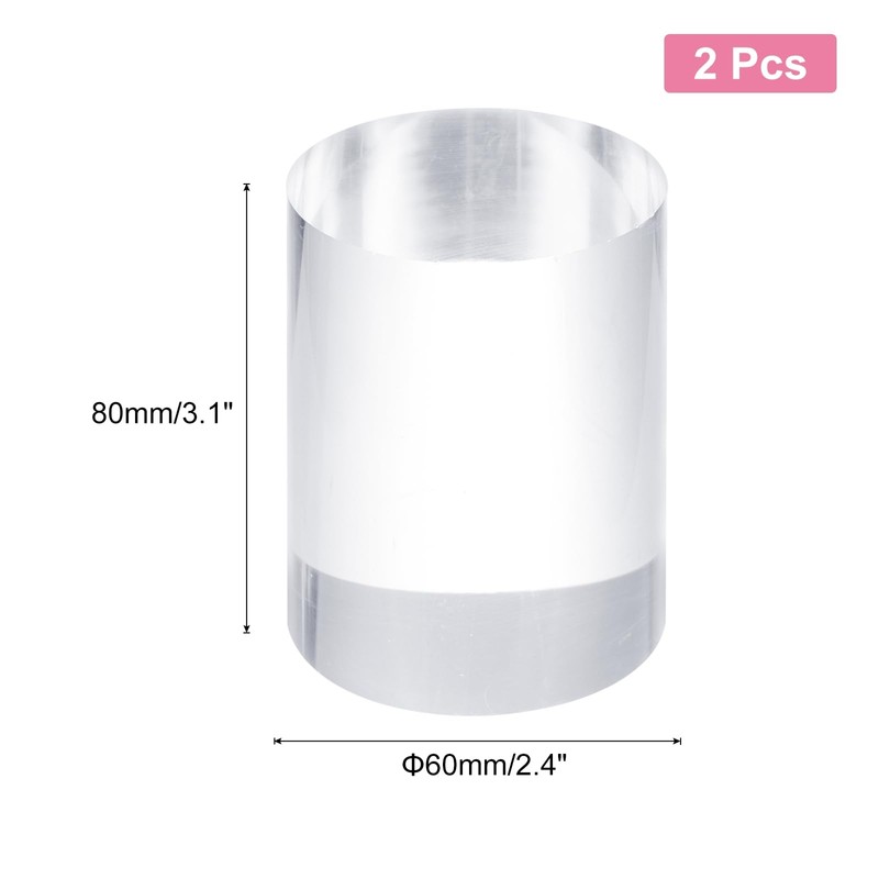 sourcing map 2pcs Acrylic Cylinder Display Blocks, 60 x 80