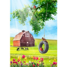 America Forever Flags Double Sided Garden Flag - Spring Farm Swing and Tulips - 12.5" x 18", Spring Countryside Seasonal Yard Outdoor Decorative Flags
