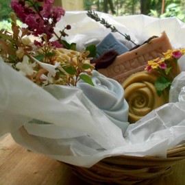 Holiday Basket Five Piece Handmade Soap Variety Of All Natural Bars And Scents