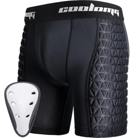 COOLOMG Boys Youth Baseball Sliding Shorts with Athletic Cup Padded Slider Short for Softball Football Lacrosse Hockey Black M