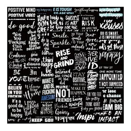 PUGAILA 61 PCS Cool Black Inspirational Stickers, Positive Affirmation Decals for Kids Teens Adults, Inspirational Phrase Stickers for Laptop Bumper Computer Phone Guitar Luggage (61 Black)