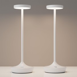 YHT Cordless Table Lamp Rechargeable,6000mAh Battery Operated LED Desk Lamp,Portable Outdoor Waterproof 3-Color Touch Dimmable Table Lights for Dining/Patio/Restaurant/Home (White 2P)