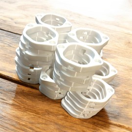 60pk White Pro mounting Brackets, Compatible with govee Pro Model Lights, Outdoor Light Clip mounts fits Pro Model h706a 100 ft, h706b 150ft, h706c 200ft, Made in USA