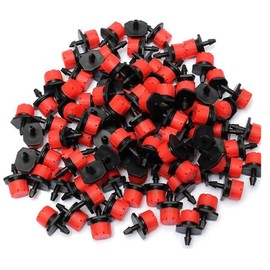 1/4" Misting Nozzles, 8 Hole 360 Degree Adjustable Garden Drip Irrigation Anti-Clogging Emitter Dripping Nozzles for Lawn, Garden, Herbs Watering (100PCS, Red)
