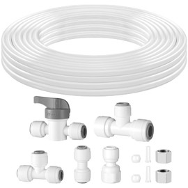 Professional 1/4" OD Tubing Water Line Kit for Refrigerator and Ice Makers, 32.8 ft Ice Maker Water Line Kit for RO Water Systems with Fittings