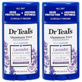 Dr Teal's Desodorante de aluminio libre – Lavanda – Sin parabenos y ftalatos – 2 oz Paquete de 2