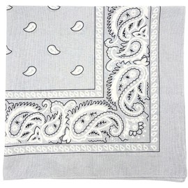 [MDSTYLE] 特大バンダナ 68.5cm x 68.5cm 綿100% メンズ & レディース ペイズリー ハンカチ ヘッドバンド スカーフ ジャンボ バンダナ 三角巾 (グレー)
