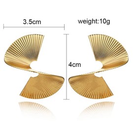 TIANHONGYAN Exaggerated Statement Geometric Earrings Simple Punk Gold Sectored Twisted Big Earring Fashion for Women (gold)