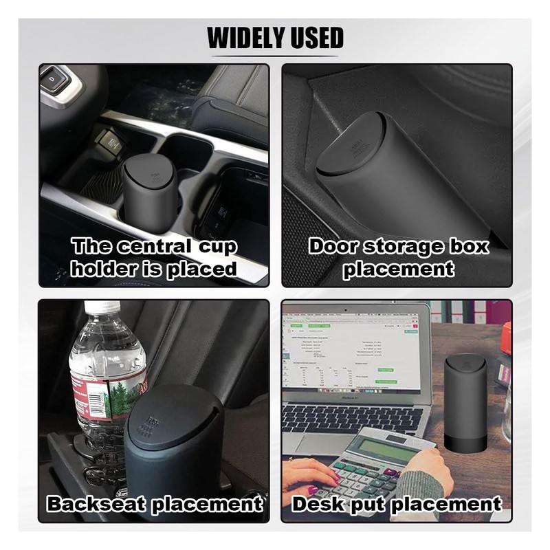 Car Cup Holder Trash Can, Garbage Container Bin with Lid,