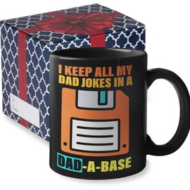 I Keep All My Dad Jokes In A Dad A Base Mug | Funny Father Mugs - Funny Father Day Gifts for Fathers, Christmas Gifts for Dads | Fathers Cup, Fun Mug Dads Gift Ideas - Birthday Gift from Daughter Son