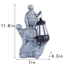 Garden Turtle Solar Lantern Statue, 11.8 x 7 x 4.3 inches, Gray Resin The Perfect Garden Gift and Yard Decor for Three Turtles