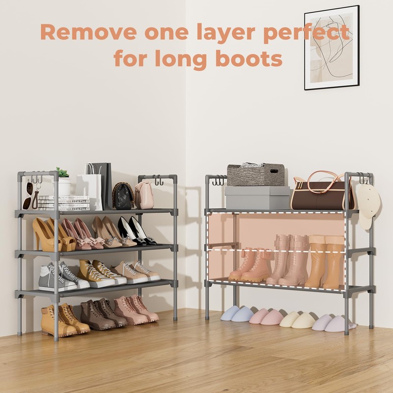 LANTEFUL 3 Tier Shoe Rack for Closet, Shoe Organizer with