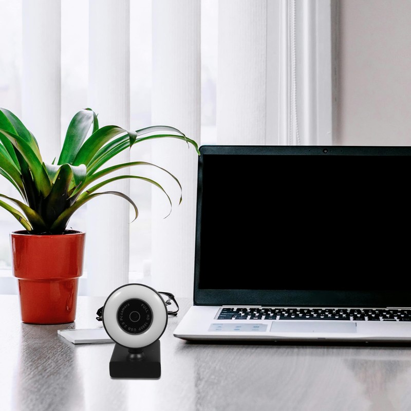 Operitacx Webcam with Ring Light, High Resolution USB Camera with