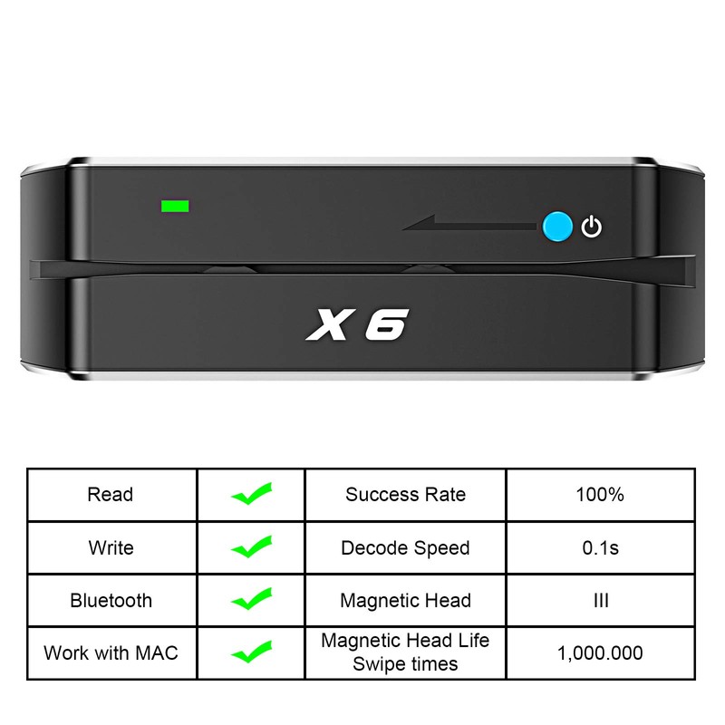 X6 BT Bluetooth Magnetic VIP Card Reader Writer USB 3